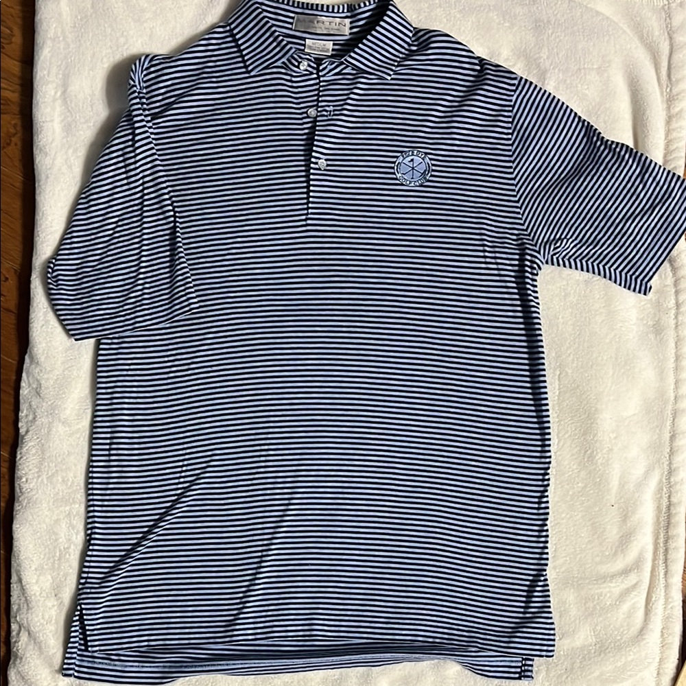 Men's Striped Polo gold  Shirt - Blue by Martin 
Pete Dye Golf Club